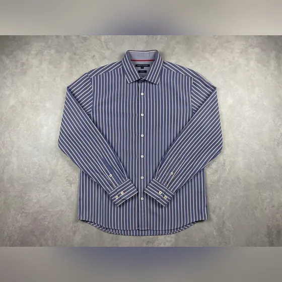 Chemise Tommy Hilfiger à rayures bleue et rose, coupe classique