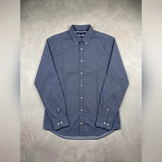 Tommy Hilfiger Chemise Bleu à Motifs Texturés, Élégante et Confortable